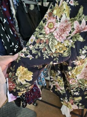 Denim 24/7 Black Floral Blouse with Pink & Yellow Blooms